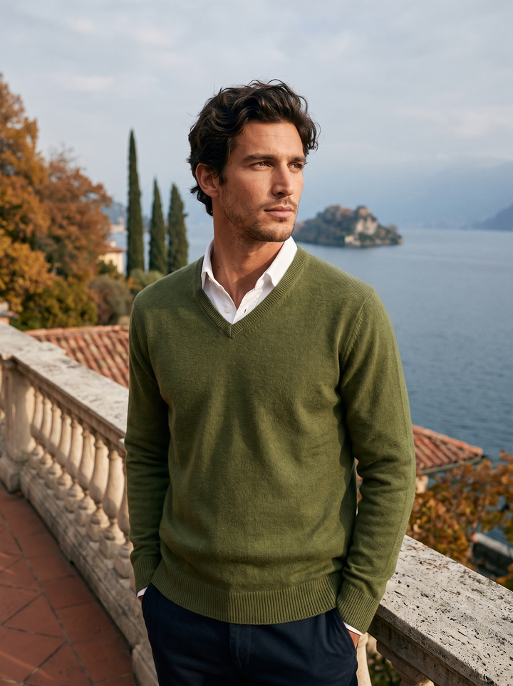 Herren Strickpullover mit V-Ausschnitt