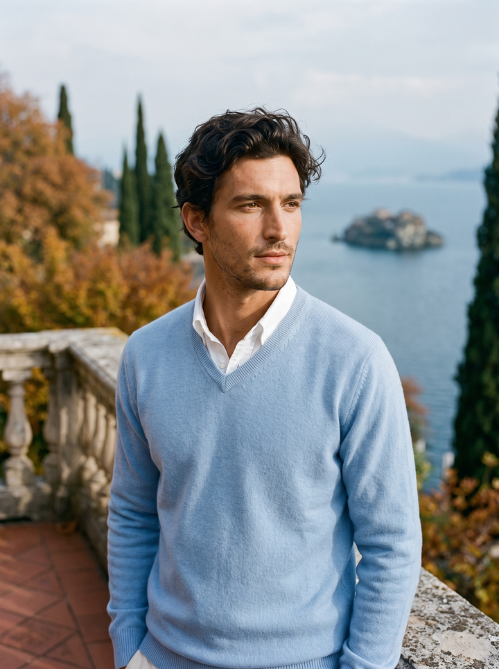 Herren Strickpullover mit V-Ausschnitt