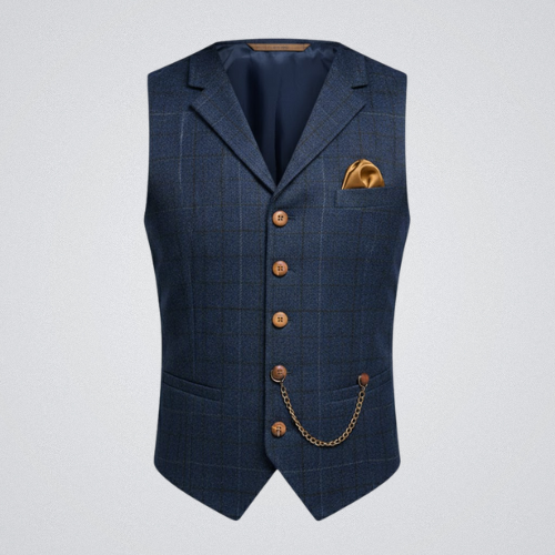 Herren Weste mit Karomuster und Revers