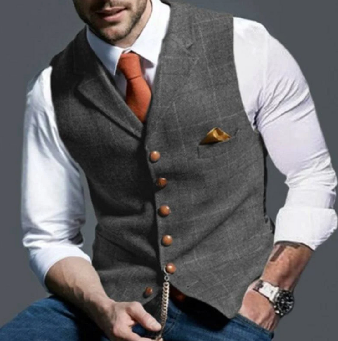 Herren Weste mit Karomuster und Revers