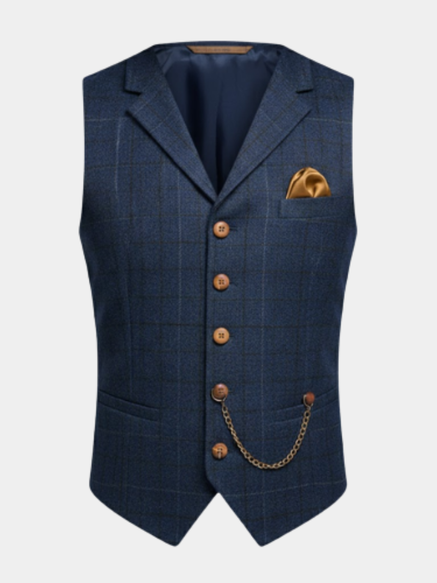 Herren Weste mit Karomuster und Revers