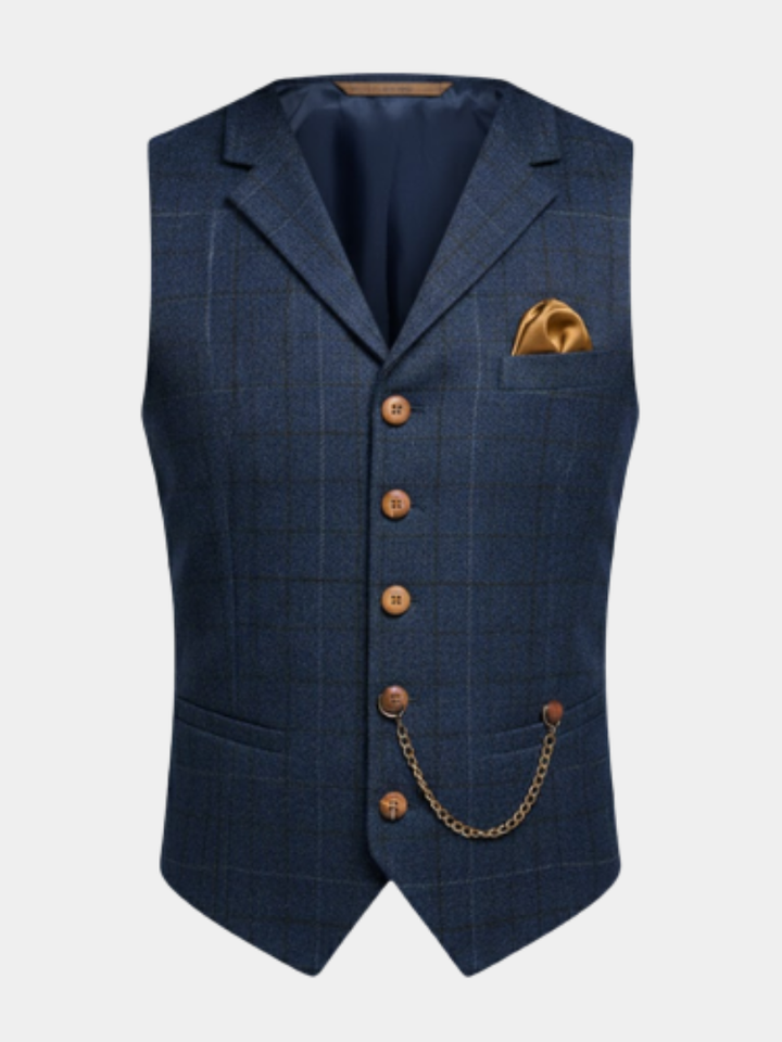 Herren Weste mit Karomuster und Revers