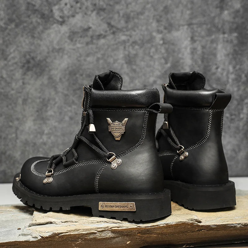 Herren Winterboots mit Schnürung und Reissverschluss