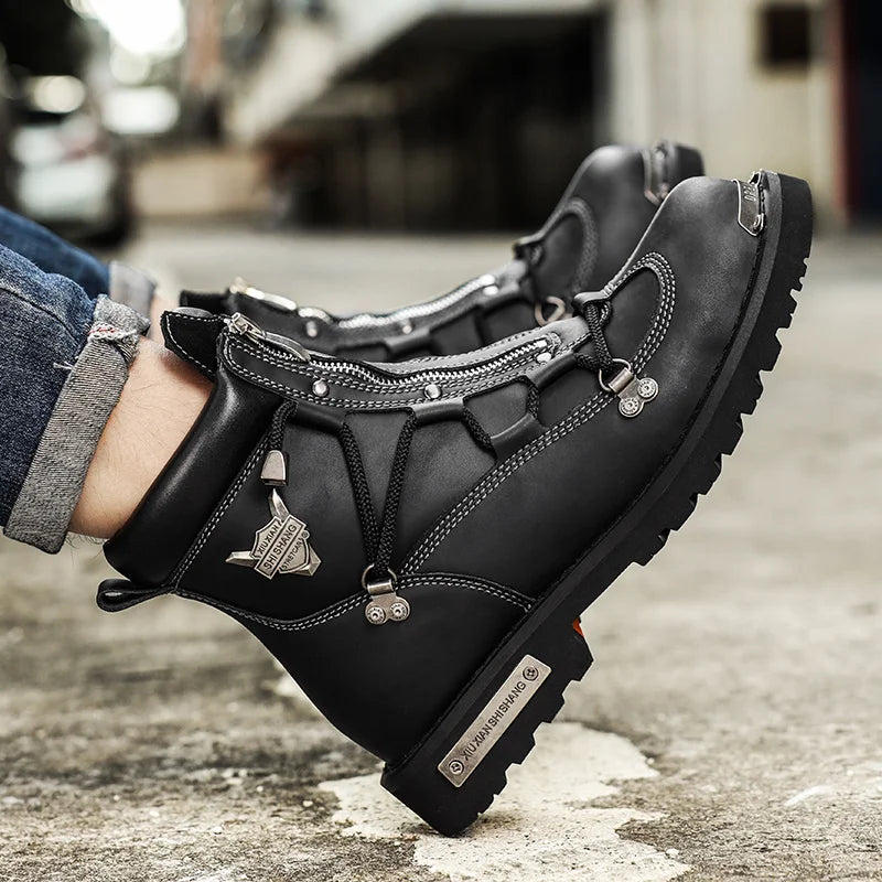 Herren Winterboots mit Schnürung und Reissverschluss