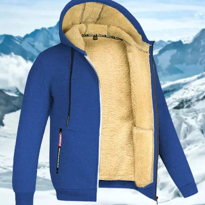 Herren Winterjacke mit Fleece-Futter und Kapuze und gefüttertem Design - Olivgrün