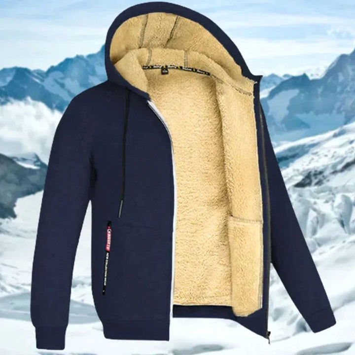Herren Winterjacke mit Fleece-Futter und Kapuze und gefüttertem Design - Olivgrün
