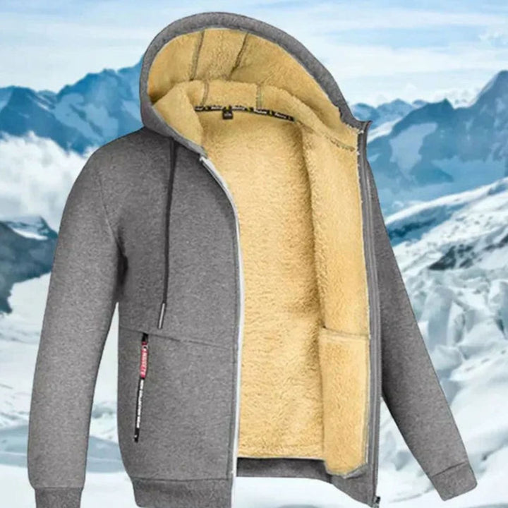 Herren Winterjacke mit Fleece-Futter und Kapuze und gefüttertem Design - Olivgrün