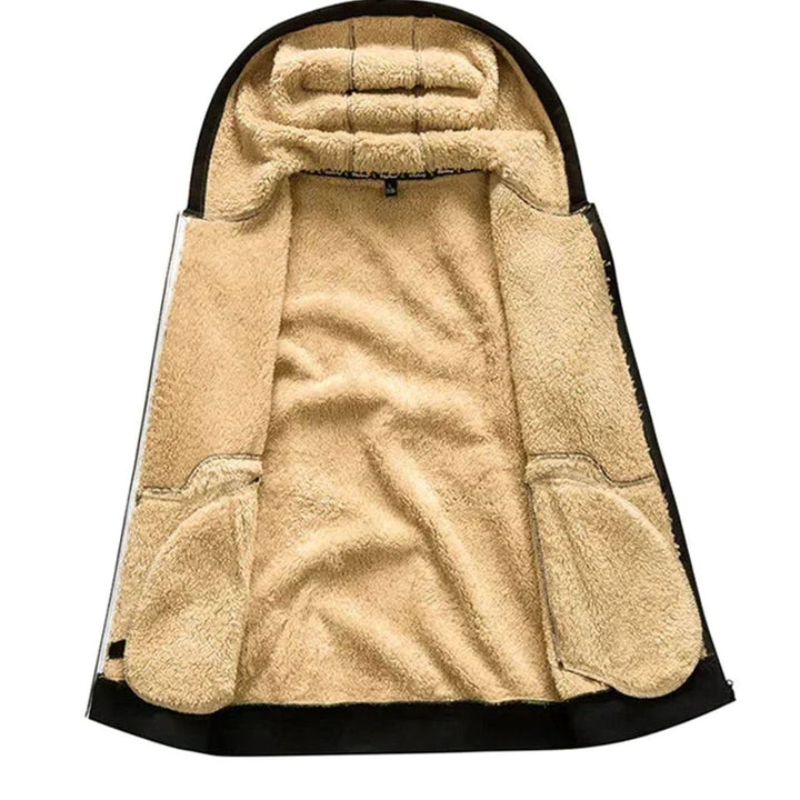 Herren Winterjacke mit Fleece-Futter und Kapuze und gefüttertem Design - Dunkelgrau