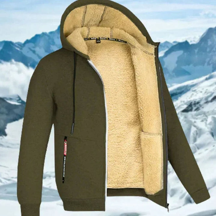 Herren Winterjacke mit Fleece-Futter und Kapuze und gefüttertem Design - Dunkelgrau