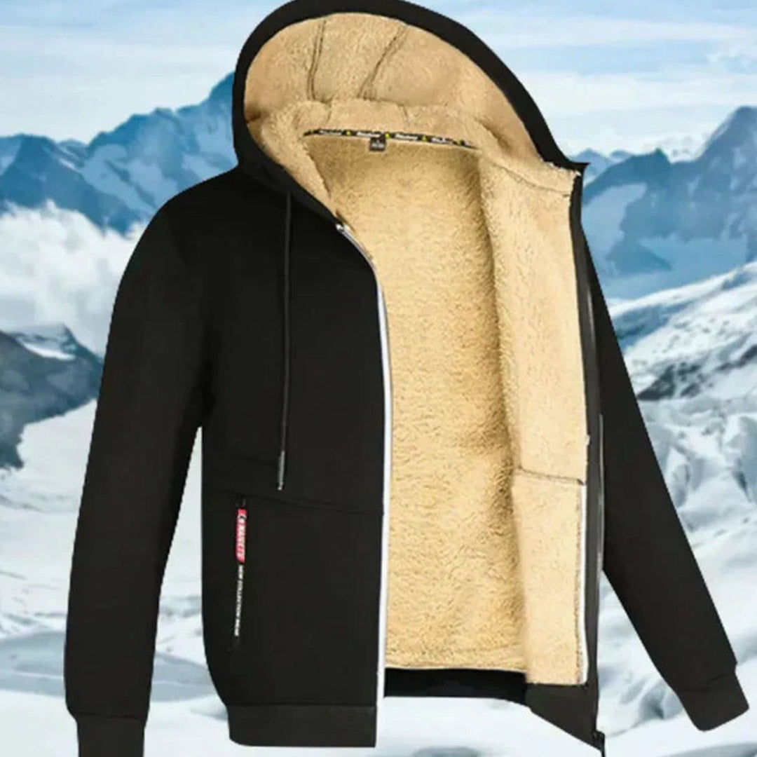 Herren Winterjacke mit Fleece-Futter und Kapuze und gefüttertem Design - Olivgrün