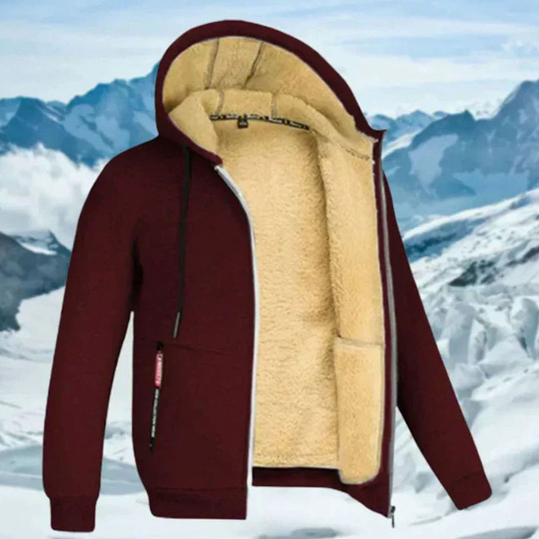 Herren Winterjacke mit Fleece-Futter und Kapuze und gefüttertem Design - Olivgrün