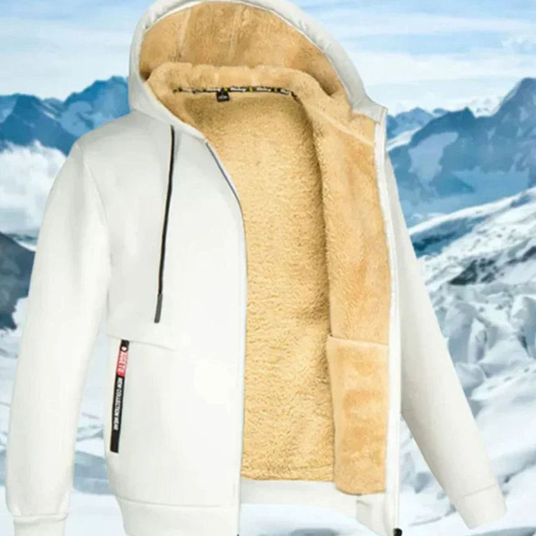 Herren Winterjacke mit Fleece-Futter und Kapuze und gefüttertem Design - Olivgrün