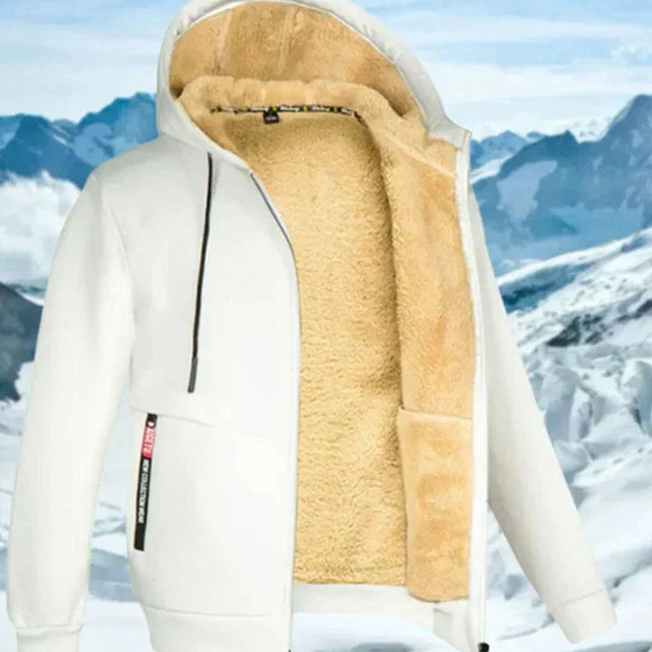 Herren Winterjacke mit Fleece-Futter und Kapuze und gefüttertem Design - Olivgrün