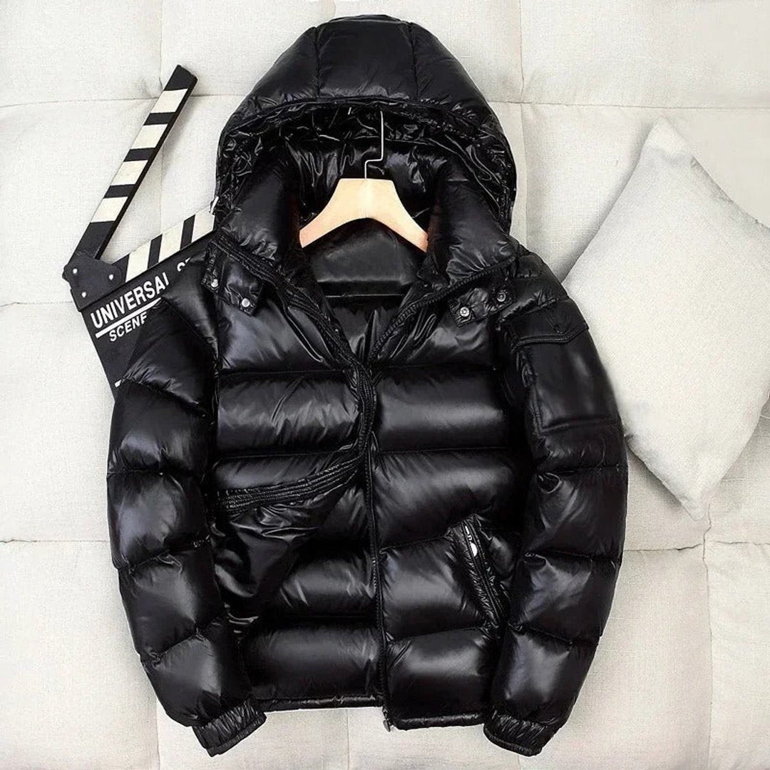 Herren Winterjacke mit Kapuze und glänzender Optik - Rot