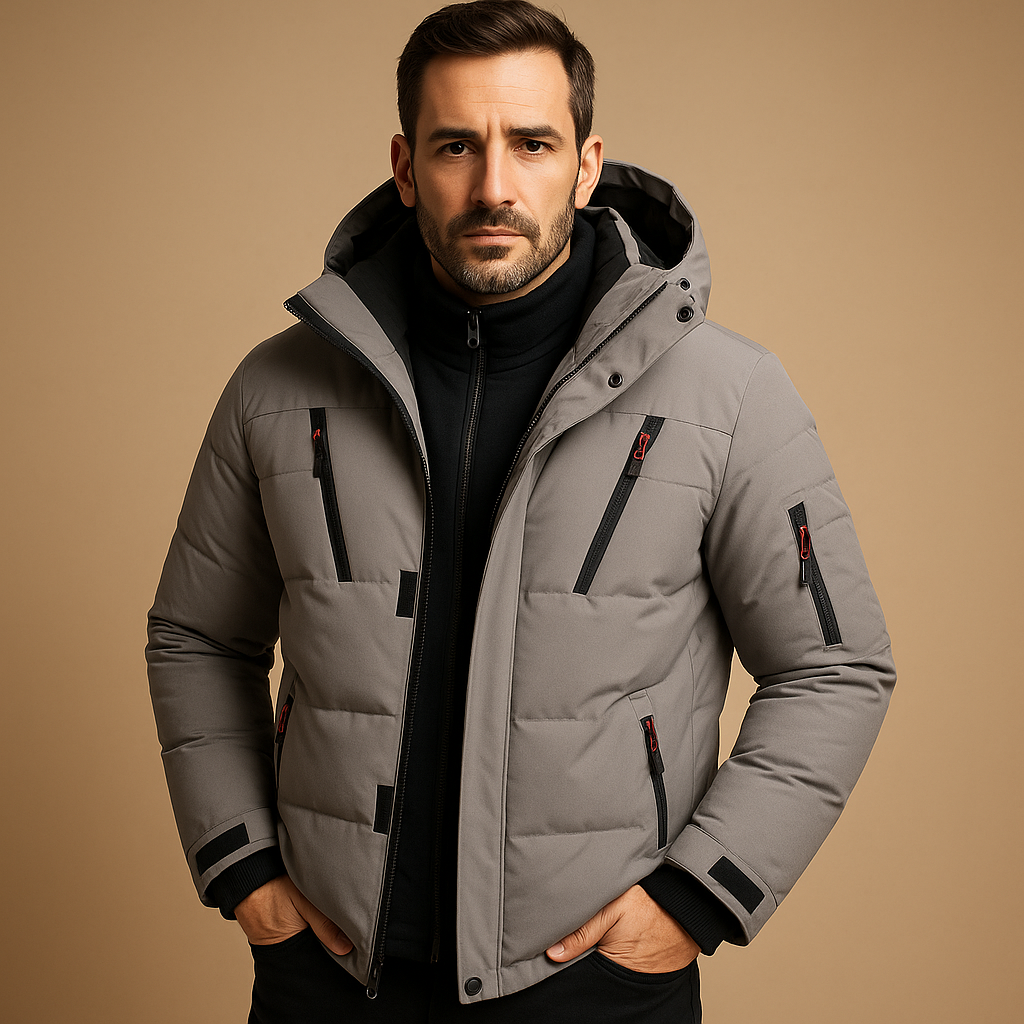 Herren Winterjacke mit Reissverschluss für kalte Tage - Blau