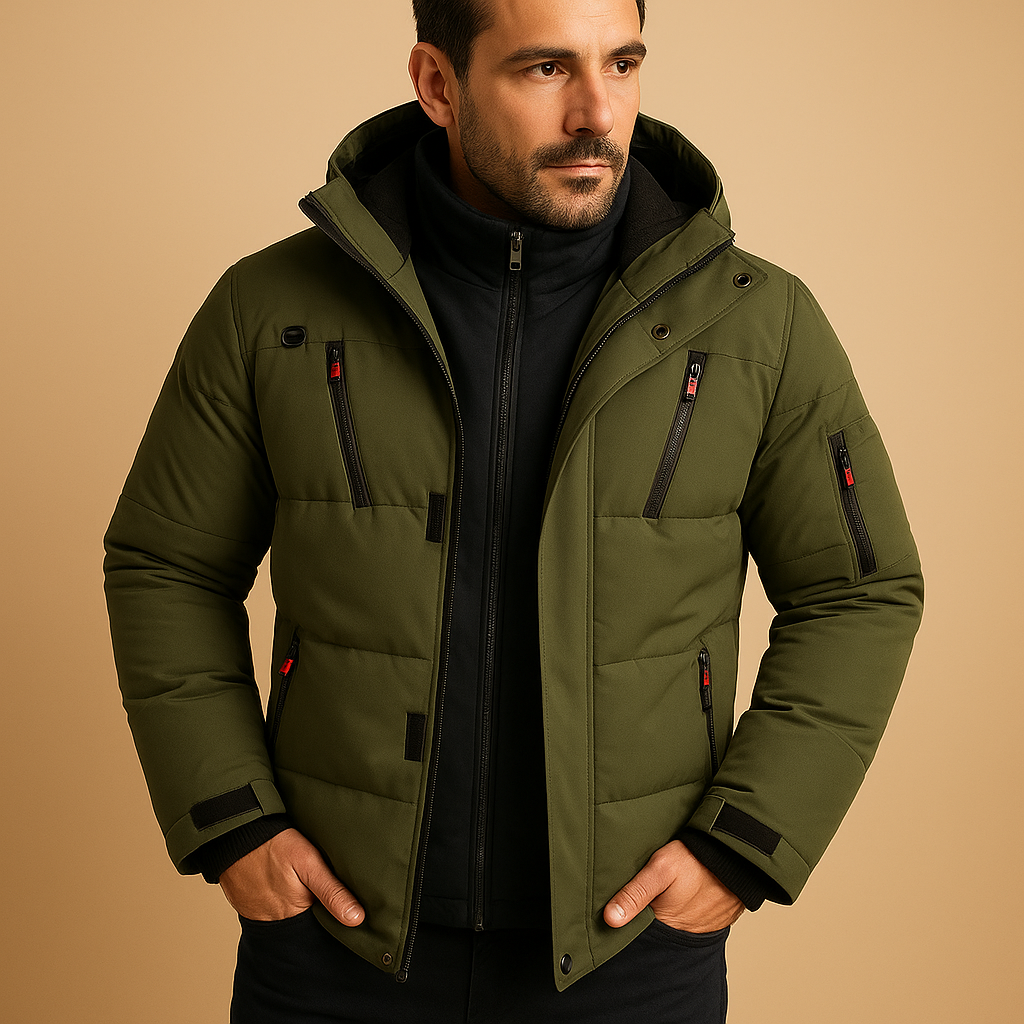 Herren Winterjacke mit Reissverschluss für kalte Tage - Blau