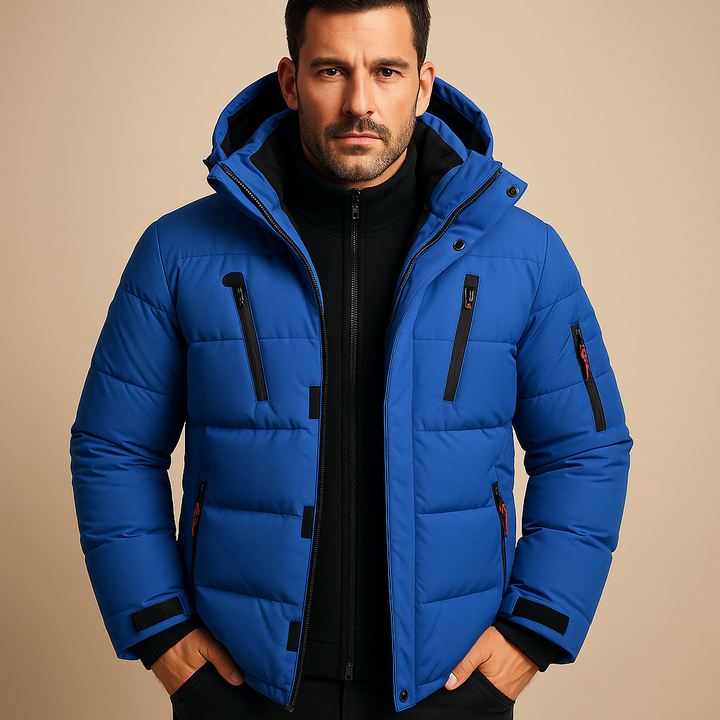 Herren Winterjacke mit Reissverschluss für kalte Tage - Blau