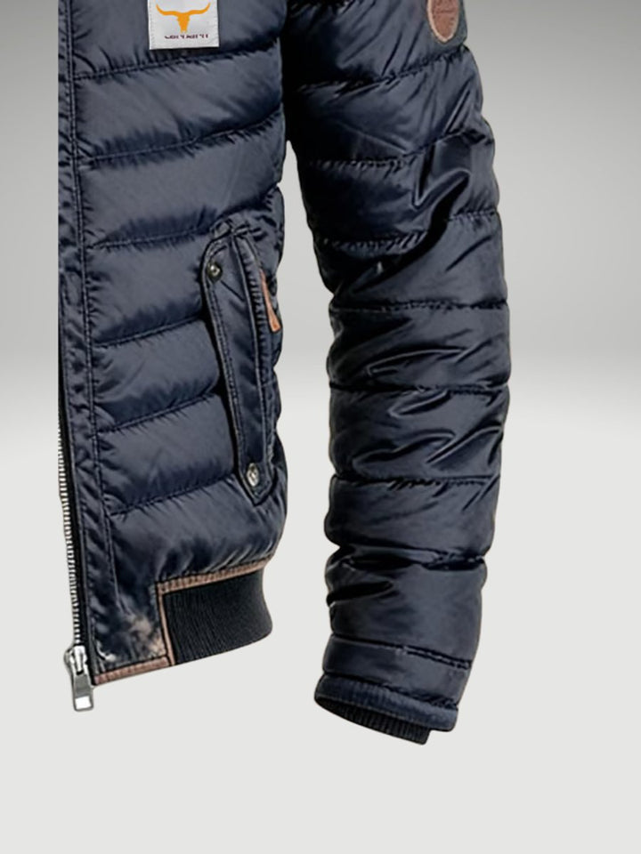 Herren Winterjacke mit Reissverschluss und gefüttertem Design - Marineblau