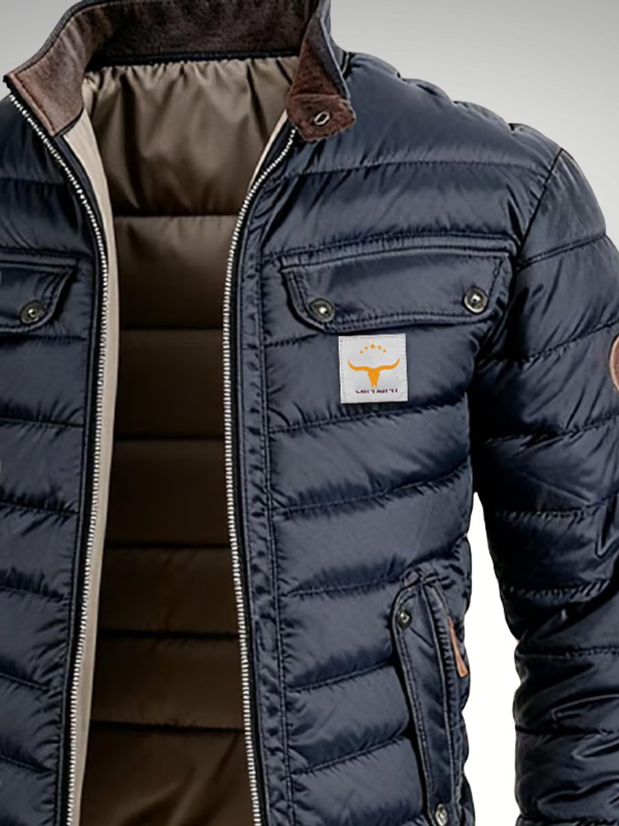 Herren Winterjacke mit Reissverschluss und gefüttertem Design - Marineblau