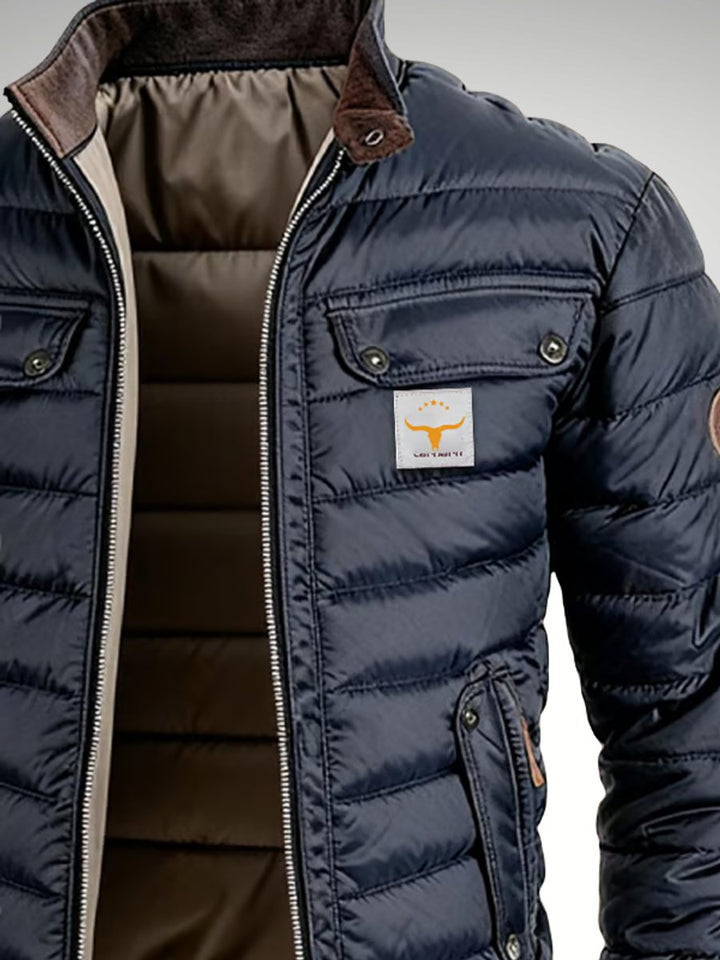 Herren Winterjacke mit Reissverschluss und gefüttertem Design - Marineblau