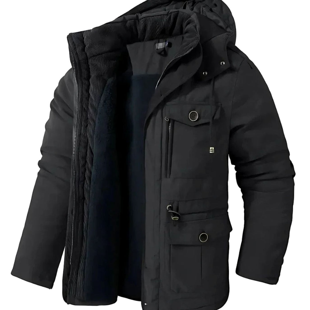 Herren Winterjacke mit winddichter Oberfläche und Fleece-Futter - Grau