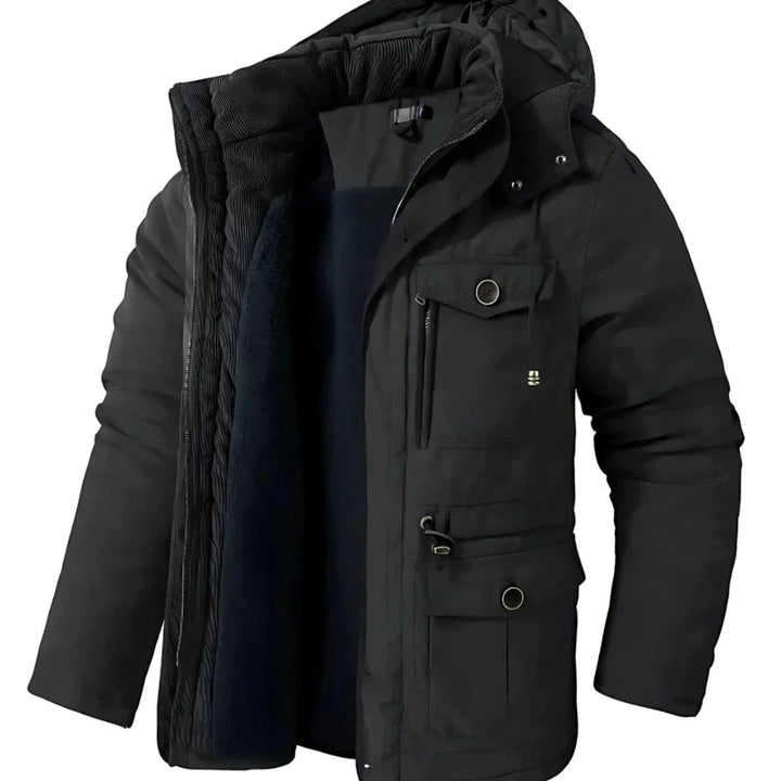 Herren Winterjacke mit winddichter Oberfläche und Fleece-Futter - Grau