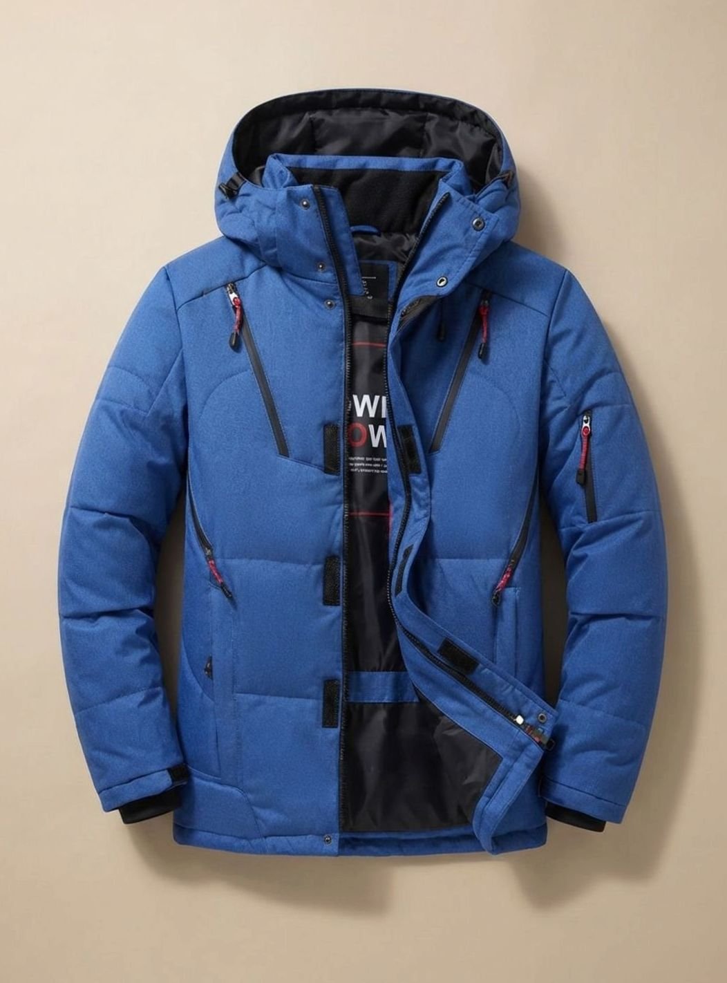 Herren Winterjacke mit winddichter Oberfläche und Kapuze - Grau