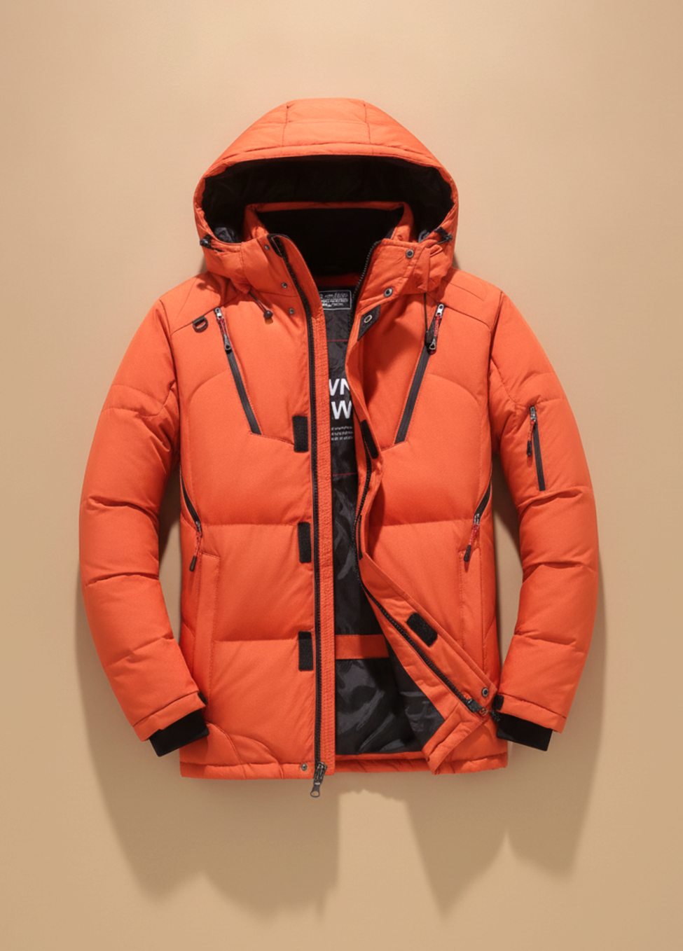 Herren Winterjacke mit winddichter Oberfläche und Kapuze - Grau