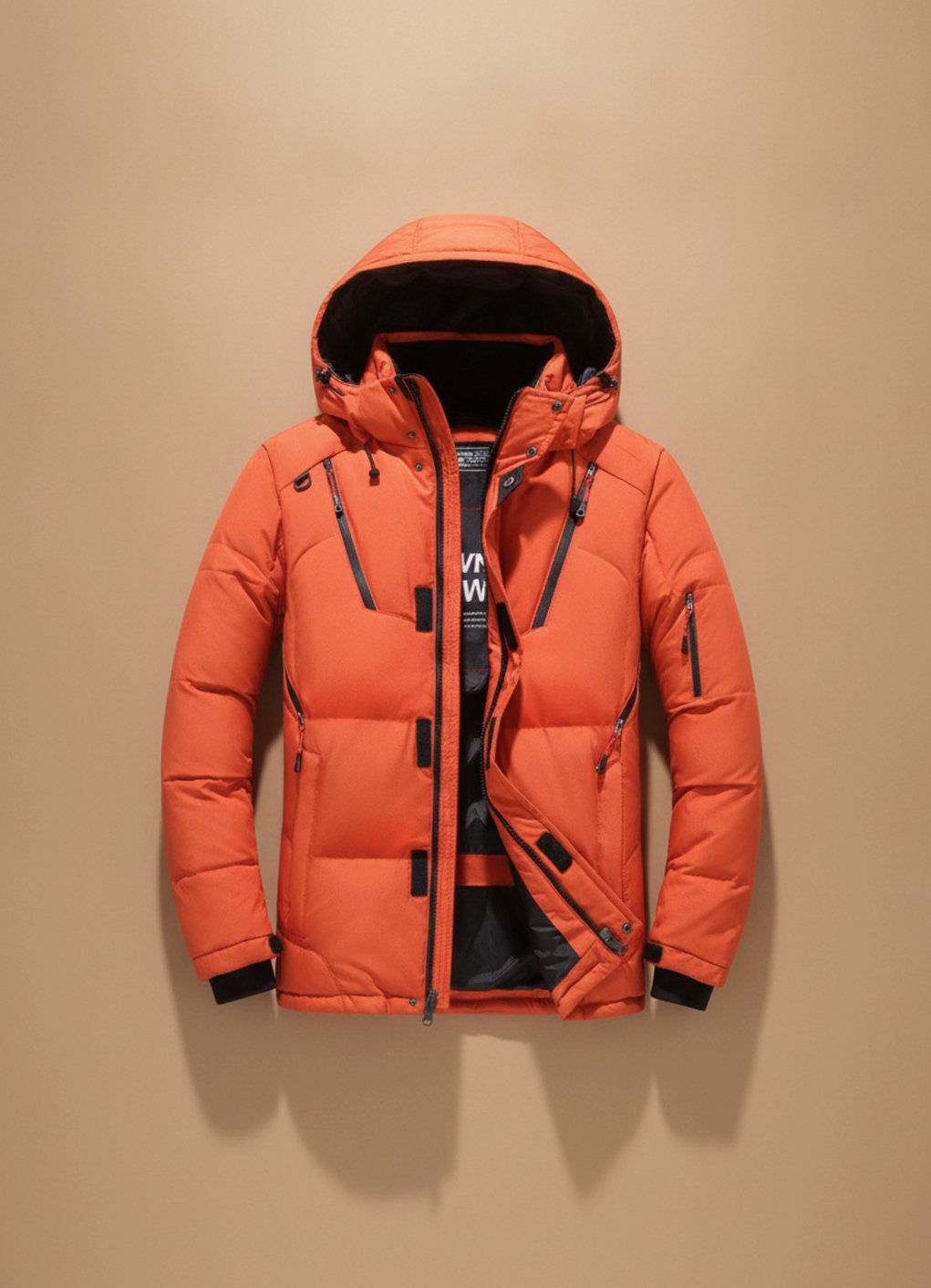 Herren Winterjacke mit winddichter Oberfläche und Kapuze - Grau
