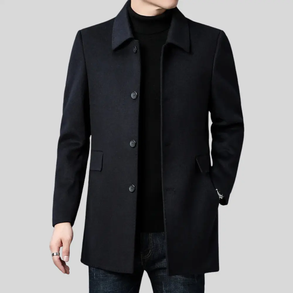 Herren Wintermantel mit Knopfleiste und Klappentaschen