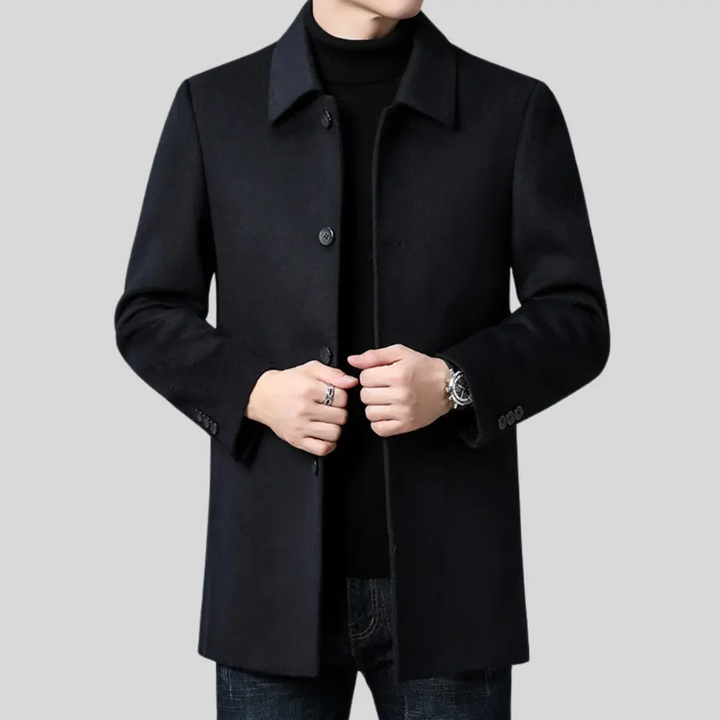 Herren Wintermantel mit Knopfleiste und Klappentaschen