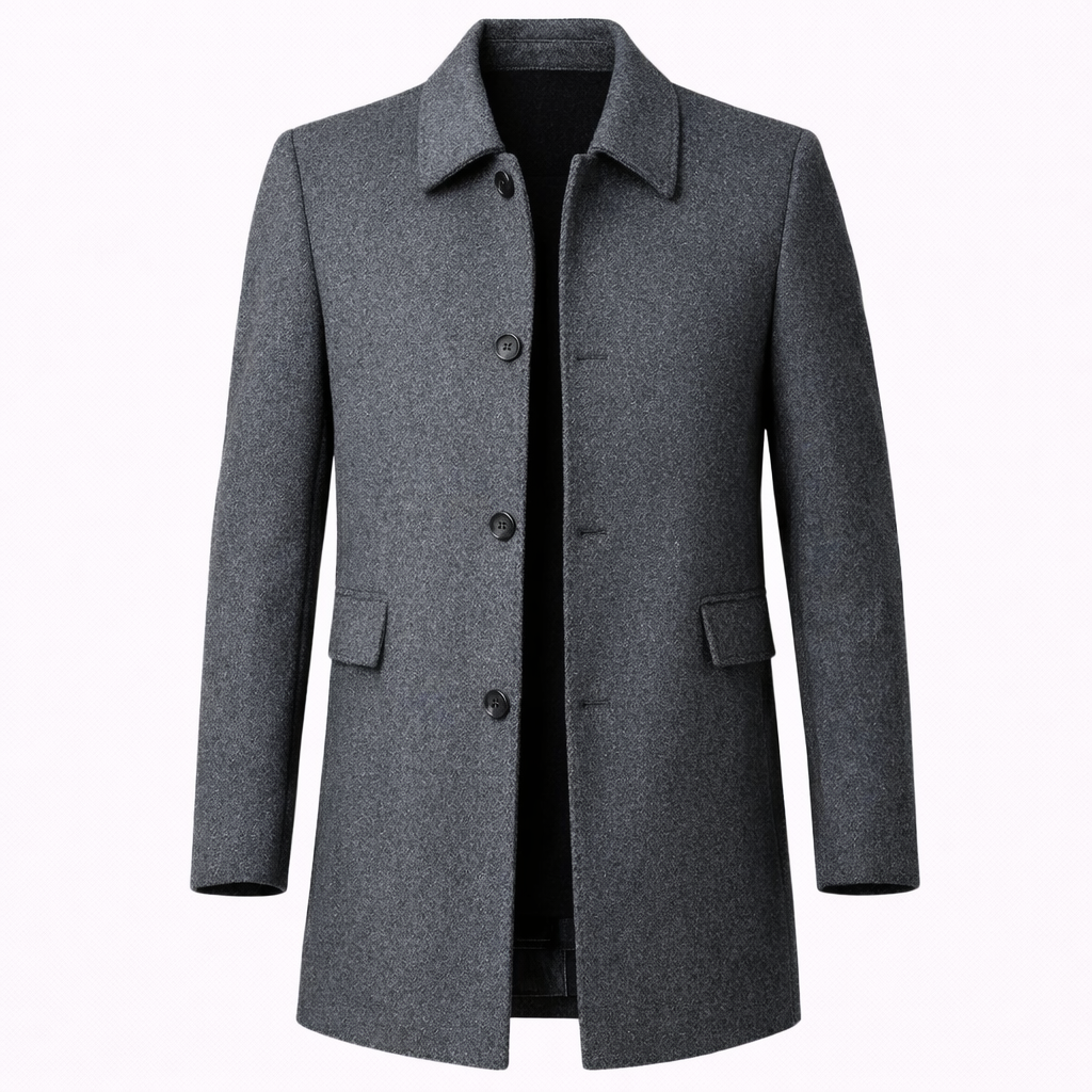 Herren Wintermantel mit Knopfleiste und Klappentaschen