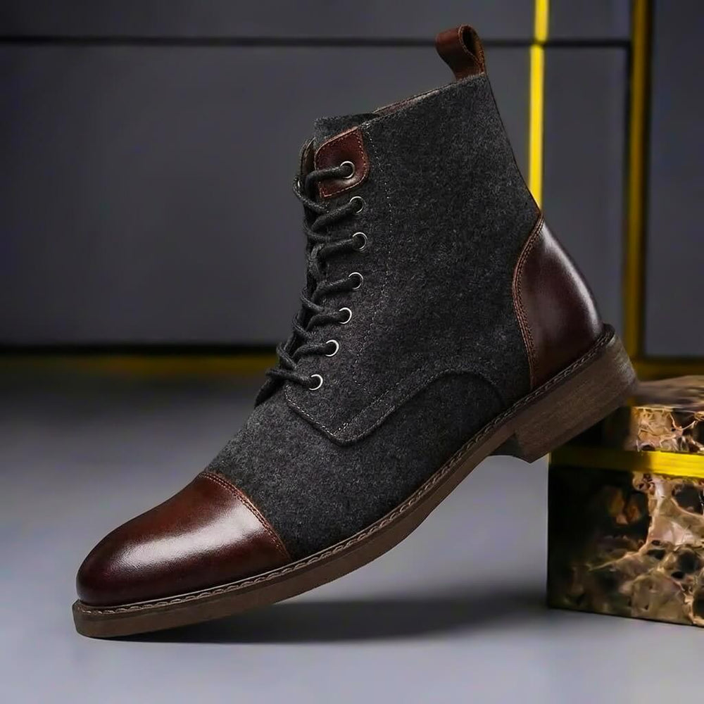 Herren Winterschuhe mit Schnürung und Kontrastbesatz