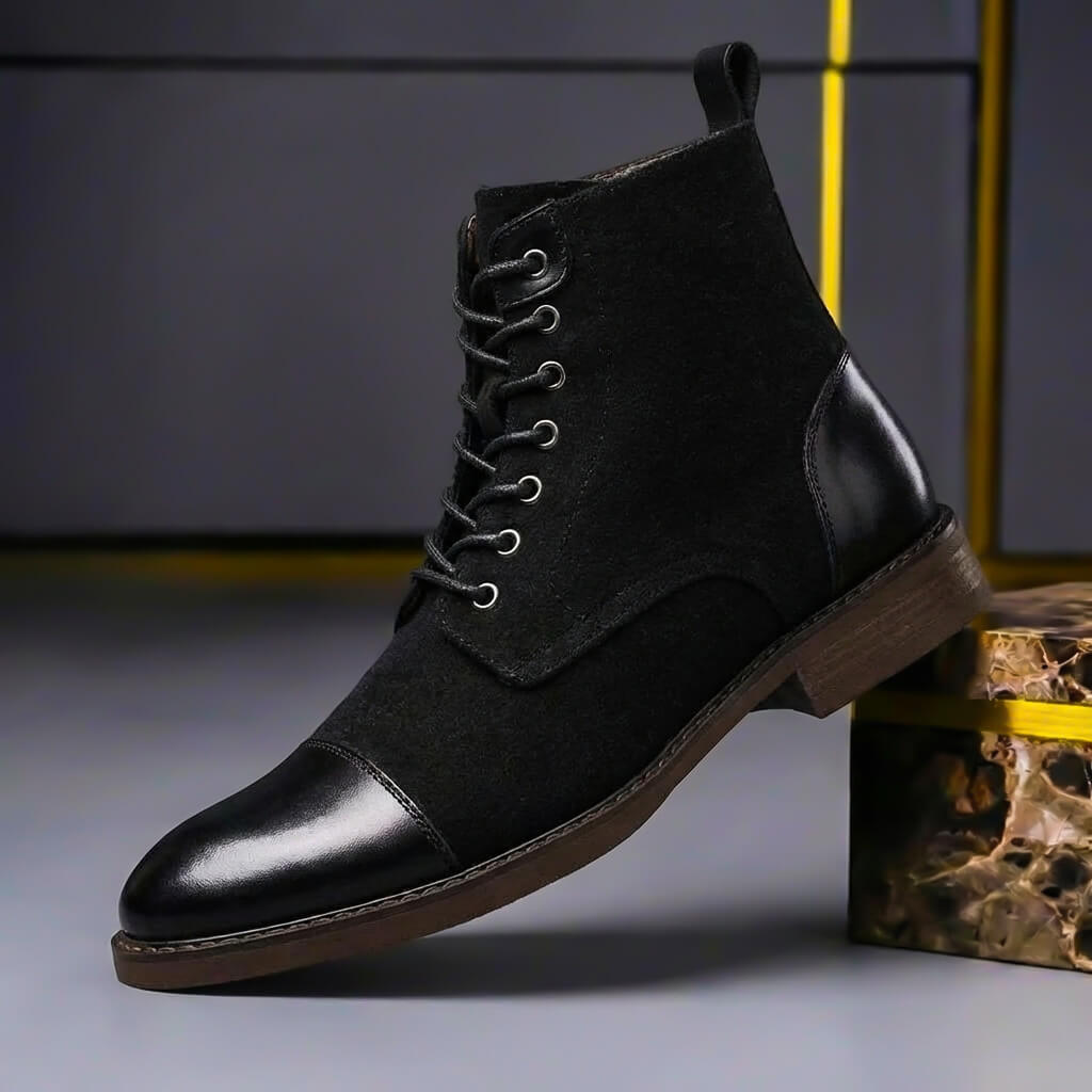 Herren Winterschuhe mit Schnürung und Kontrastbesatz