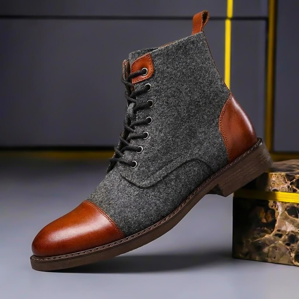 Herren Winterschuhe mit Schnürung und Kontrastbesatz
