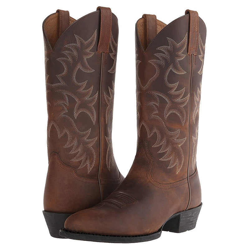 Damen Stiefel Westernstiefel Hoher Schaft Blockabsatz Boots